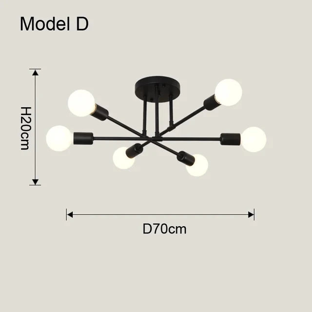 Plafonnier LED Design Nordique Or Noir