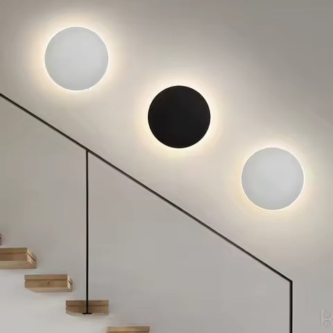 Lampe Murale LED Circulaire en Aluminium - Luminaire Moderne pour Salon et Escalier