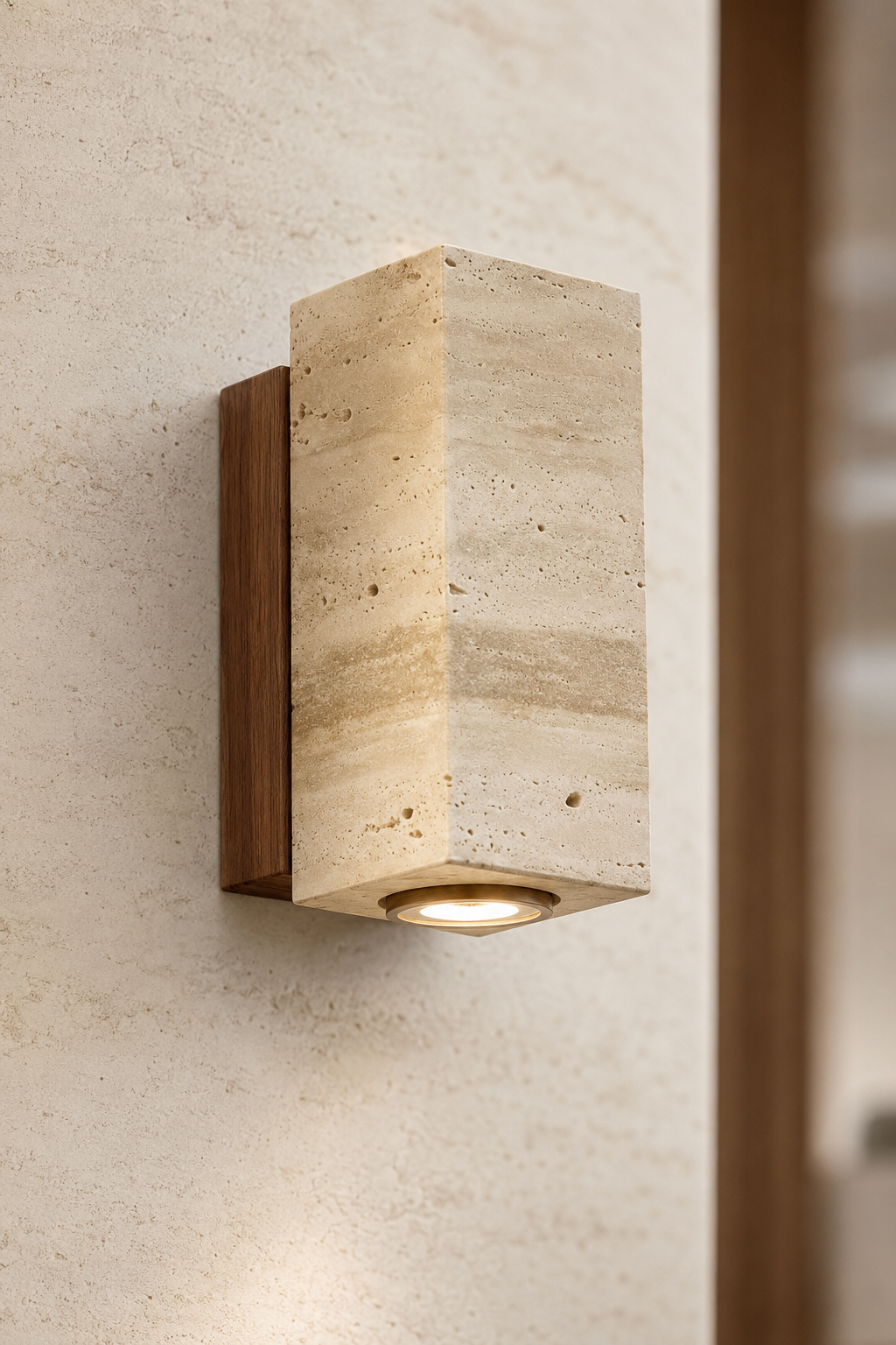 Applique Murale Wabi Sabi – Travertin & Marbre Jaune