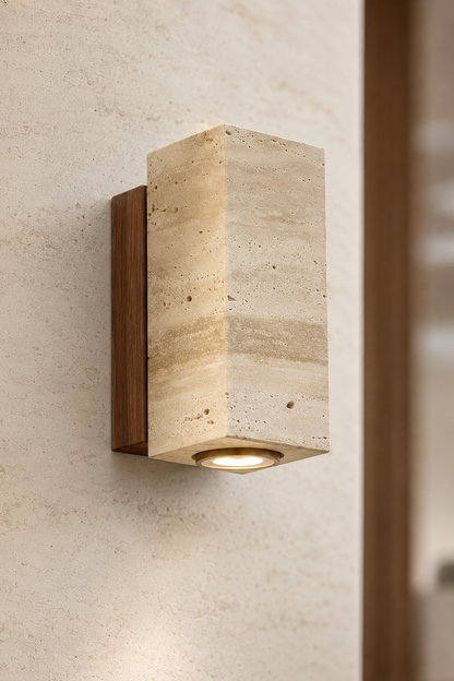 Applique Murale Wabi Sabi – Travertin & Marbre Jaune