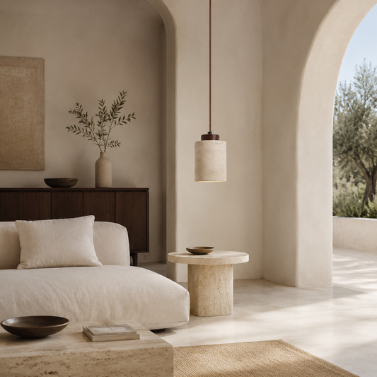 Suspension Japandi en Travertin – Design Naturel & Ambiance Zen