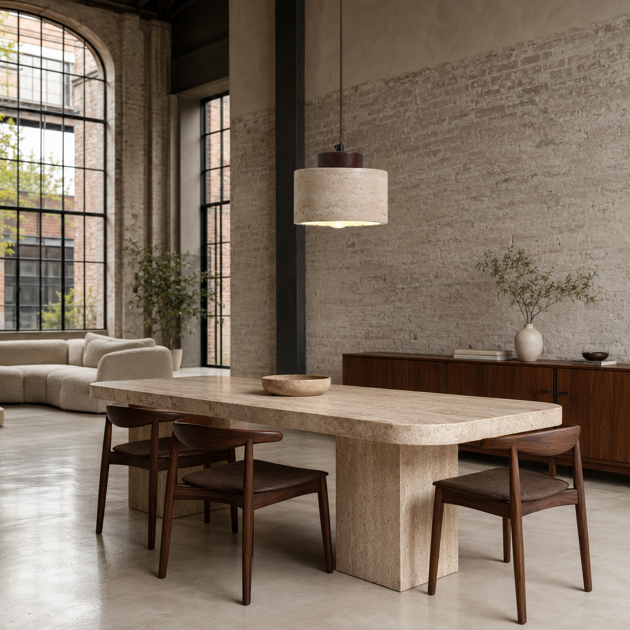 Suspension Japandi en Travertin – Design Naturel & Ambiance Zen