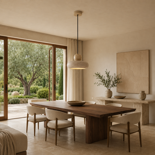 Suspension Wabi Sabi en Travertin – Luminaire Naturel & Design Minimaliste