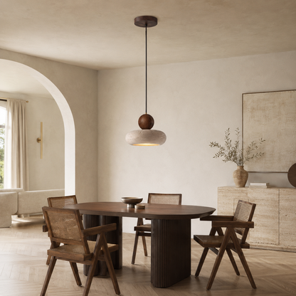 Suspension Wabi Sabi en Travertin – Luminaire Naturel & Design Minimaliste