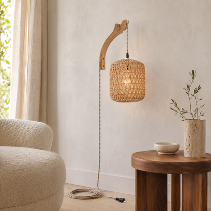 Applique Murale Artisanale en Bambou & Rotin – Design Naturel
