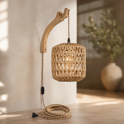 Applique Murale Artisanale en Bambou & Rotin – Design Naturel