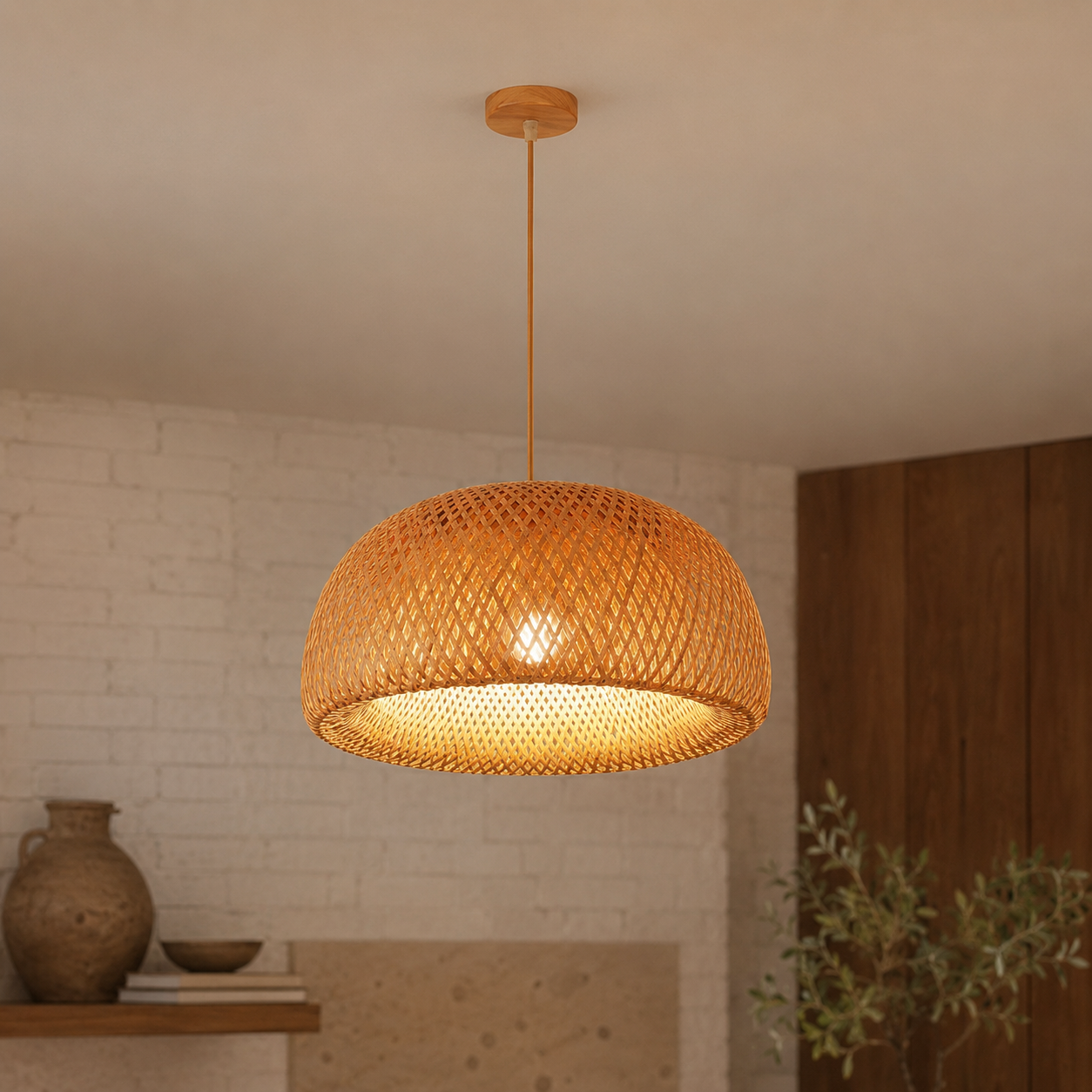 Suspension Japandi en Bambou Artisanale – Design Naturel & Chaleureux