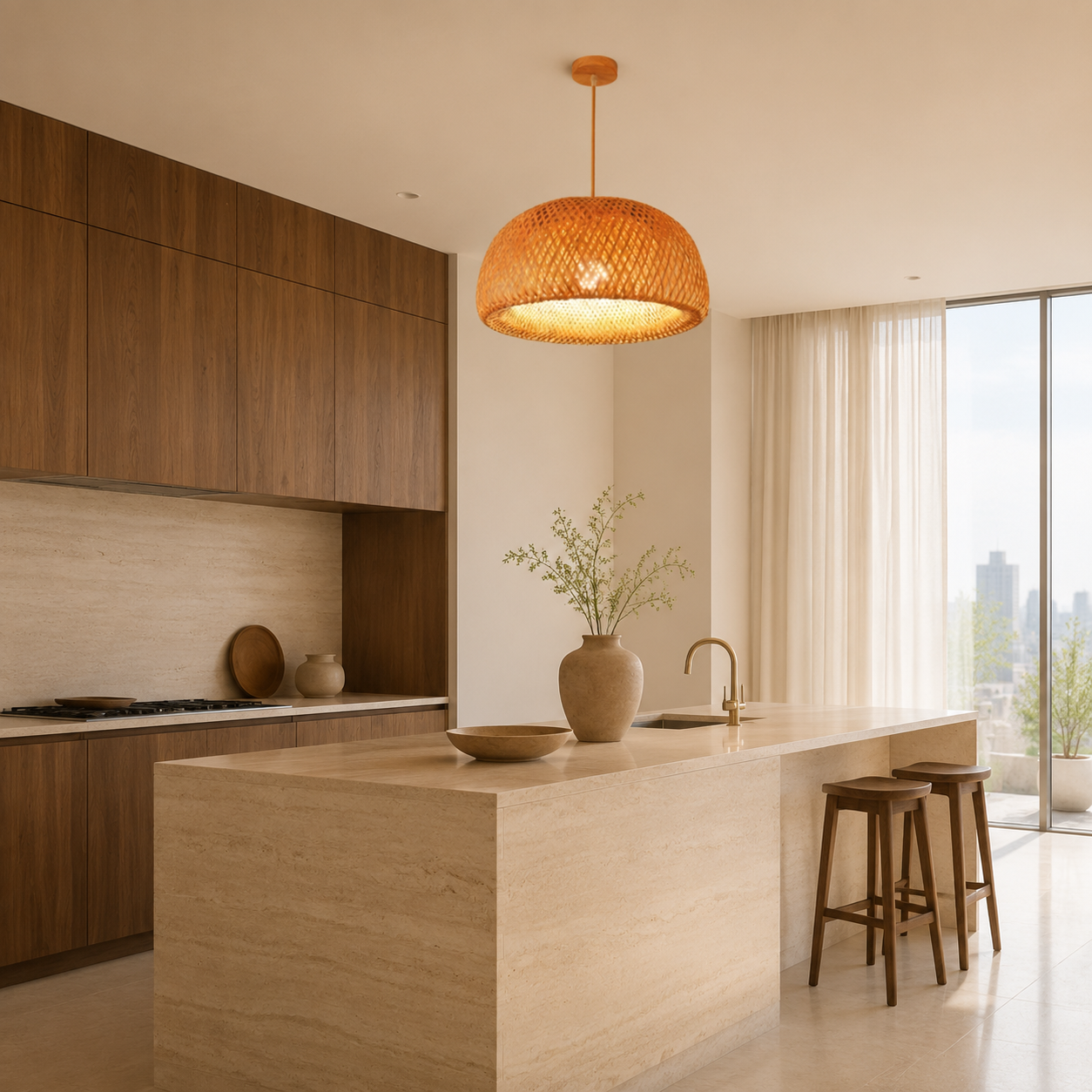 Suspension Japandi en Bambou Artisanale – Design Naturel & Chaleureux