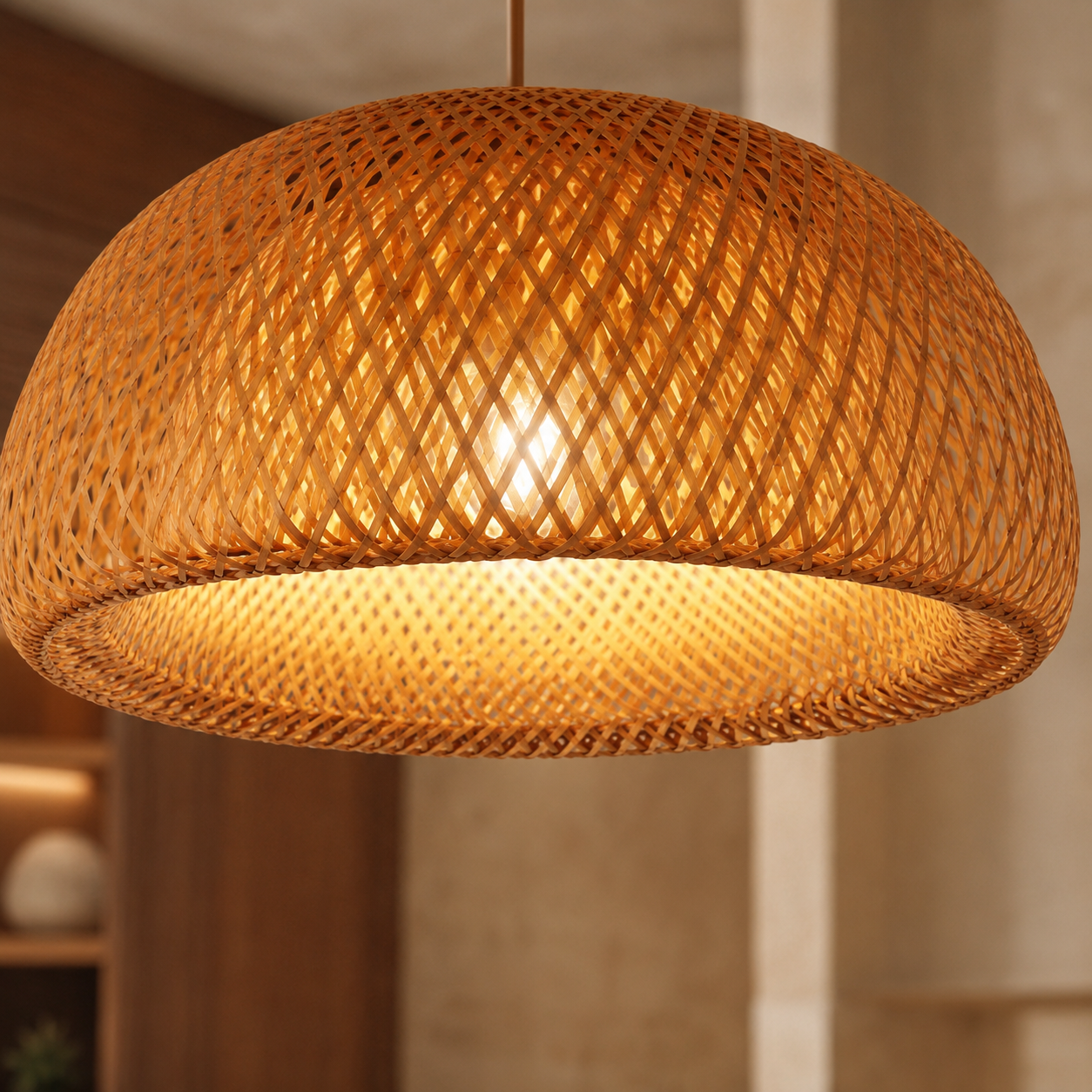 Suspension Japandi en Bambou Artisanale – Design Naturel & Chaleureux