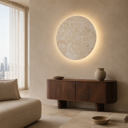 Applique Murale Wabi Sabi en Pierre Jaune Naturelle – Design Authentique & Élégant