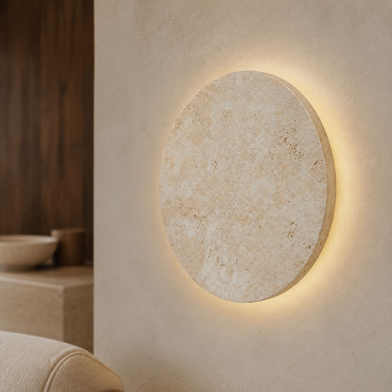 Applique Murale Wabi Sabi en Pierre Jaune Naturelle – Design Authentique & Élégant