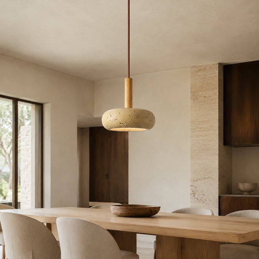 Suspension Wabi Sabi en Pierre Jaune – Design Naturel & Élégant