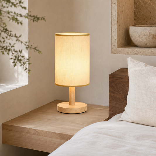 Lampe de Table Japandi en Tissu – Ambiance Douce & Élégante