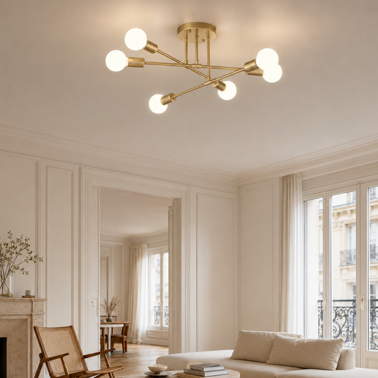 Plafonnier LED Nordique Or & Noir – Design Élégant et Moderne