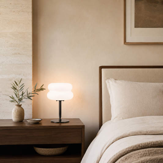 Lampe de Table Japandi Crème – Design Élégant & Éclairage Réglable