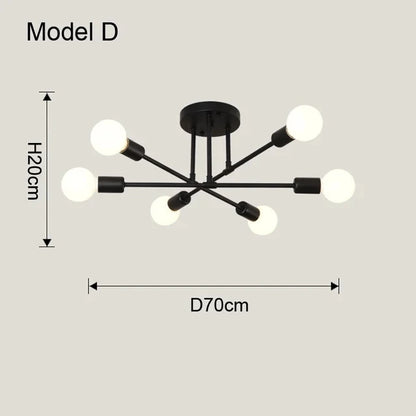 Plafonnier LED Design Nordique Or Noir