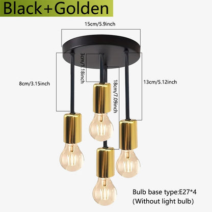 Plafonnier Noir Moderne 4 Ampoules E27