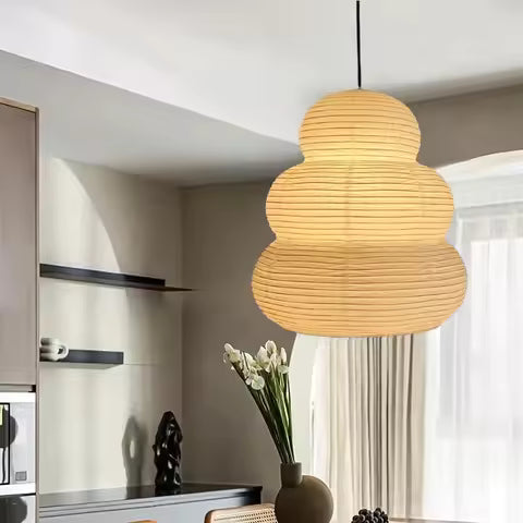 Plafonnier Japonais Akari en Papier de Riz - Luminaire Décoratif pour Salon