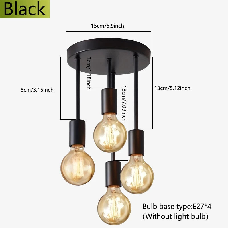 Plafonnier Noir Moderne 4 Ampoules E27