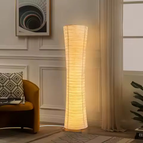 Lampadaire d'angle LED cylindrique en papier tricolore, lumière réglable pour chambre et salon