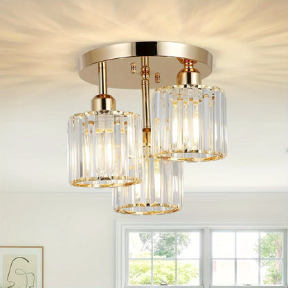 Lustre Cristal Doré 3 Lumières Moderne