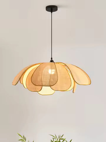 Lustre en Rotin Tissé à la Main - Style Japonais & Asiatique pour Salle à Manger et Chambre