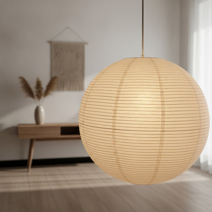 Lampe Suspension Papier Riz Tissé à la Main Style Wabi Sabi - LED pour Salon & Chambre