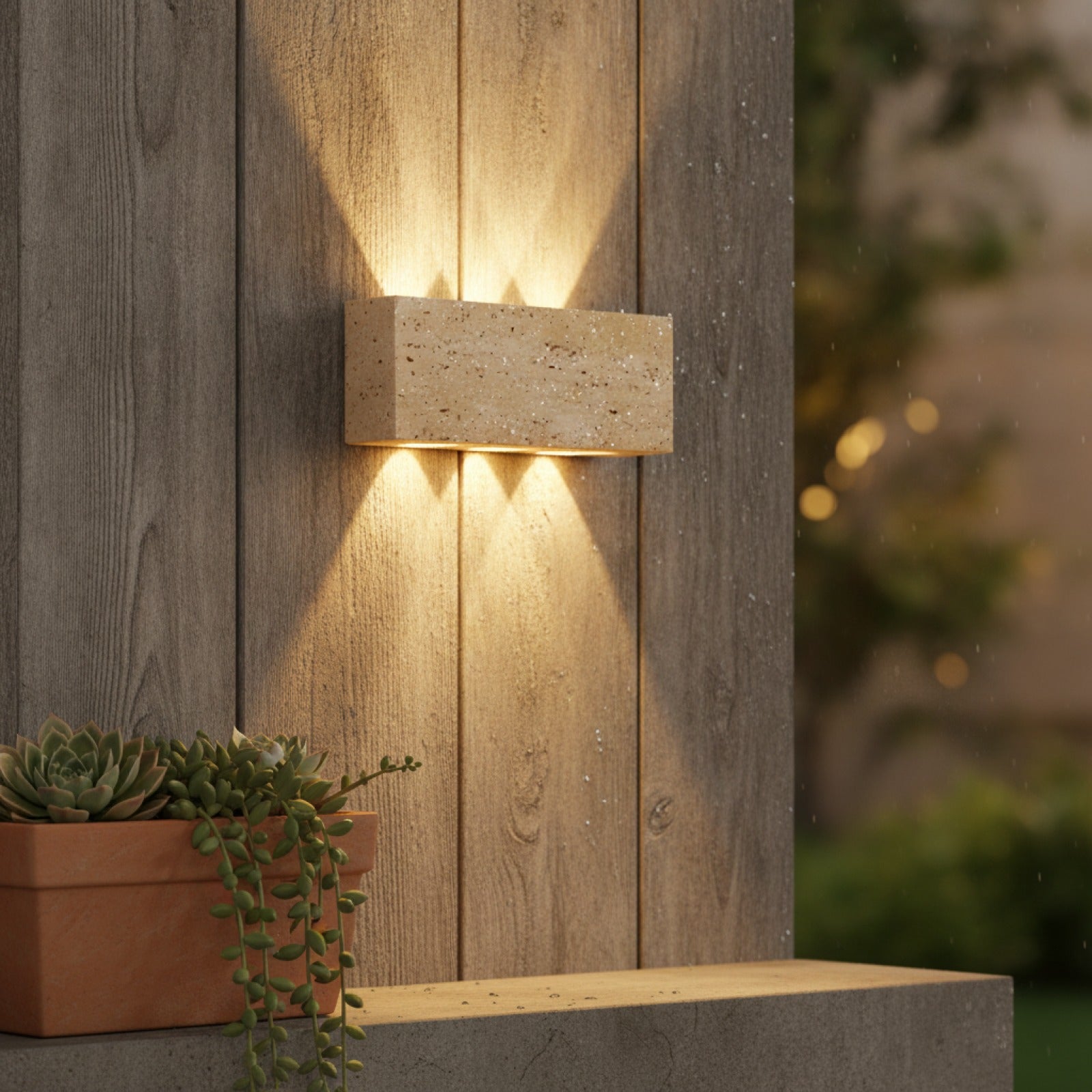 Lampe Murale LED Extérieure Wabi-Sabi - Étanche IP65, Style Rétro Pierre pour Jardin et Intérieur