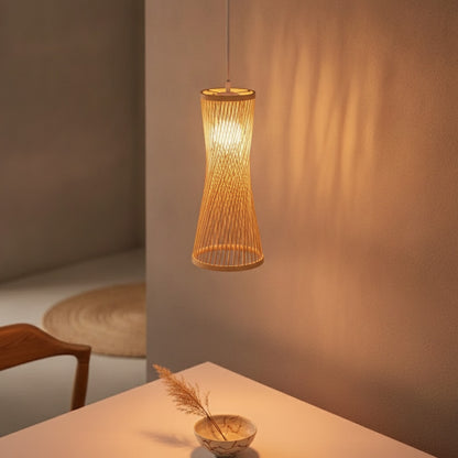 Lustre Suspension Rotin Tissé Style Japonais & Chinois - Éclairage Design pour Maison, Café, Bar, Restaurant