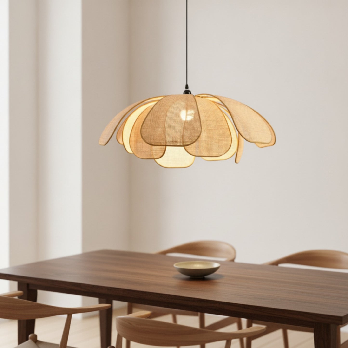 Lustre en Rotin Tissé à la Main - Style Japonais & Asiatique pour Salle à Manger et Chambre