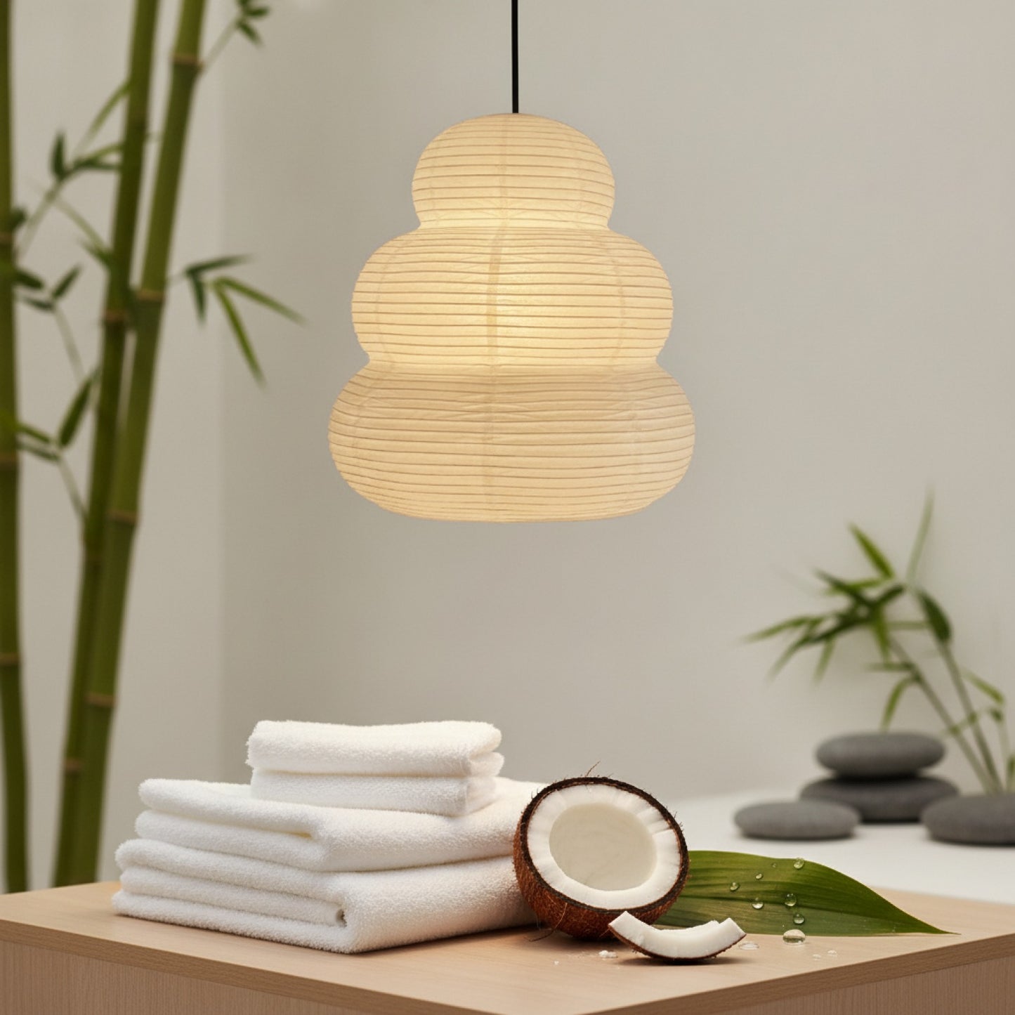 Plafonnier Japonais Akari en Papier de Riz - Luminaire Décoratif pour Salon