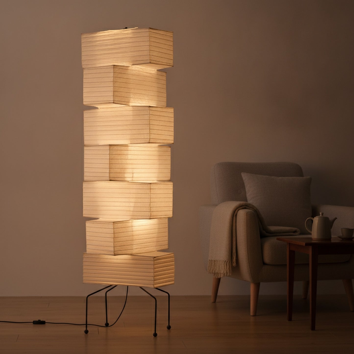 Lampe sur pied Akari Noguchi Yong - Design Japonais en Papier de Riz et LED