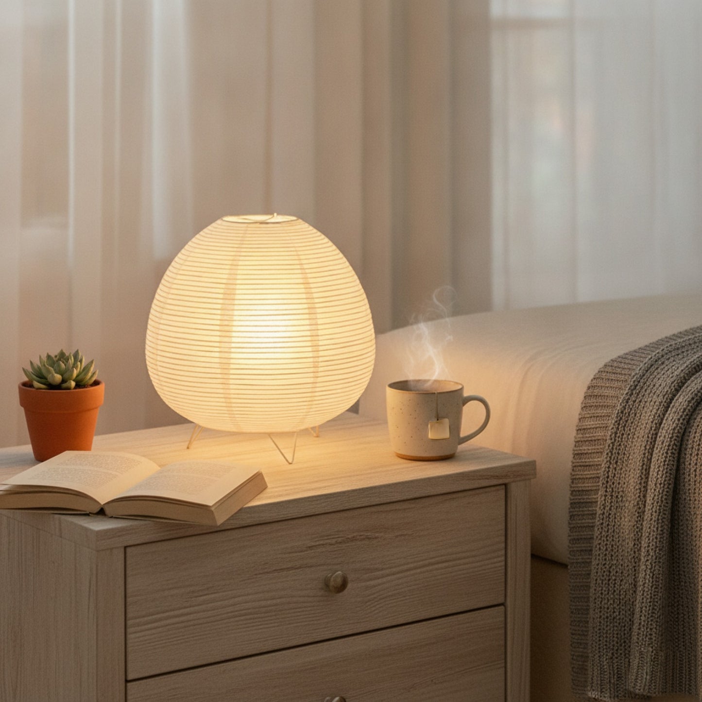 Lampe de Table LED Nordique Style Wine-Sabi pour Chevet, Salon et Bureau