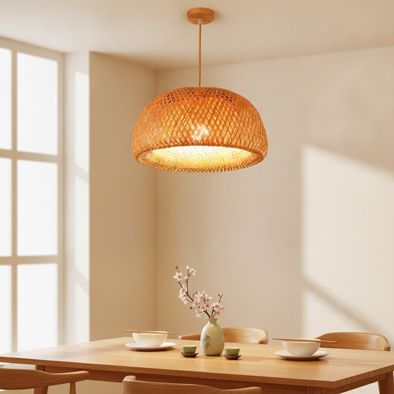 Lampe Suspendue Bambou Tissée à la Main - Style Chinois (18/19/30cm) - Luminaire Déco Restaurant & Maison