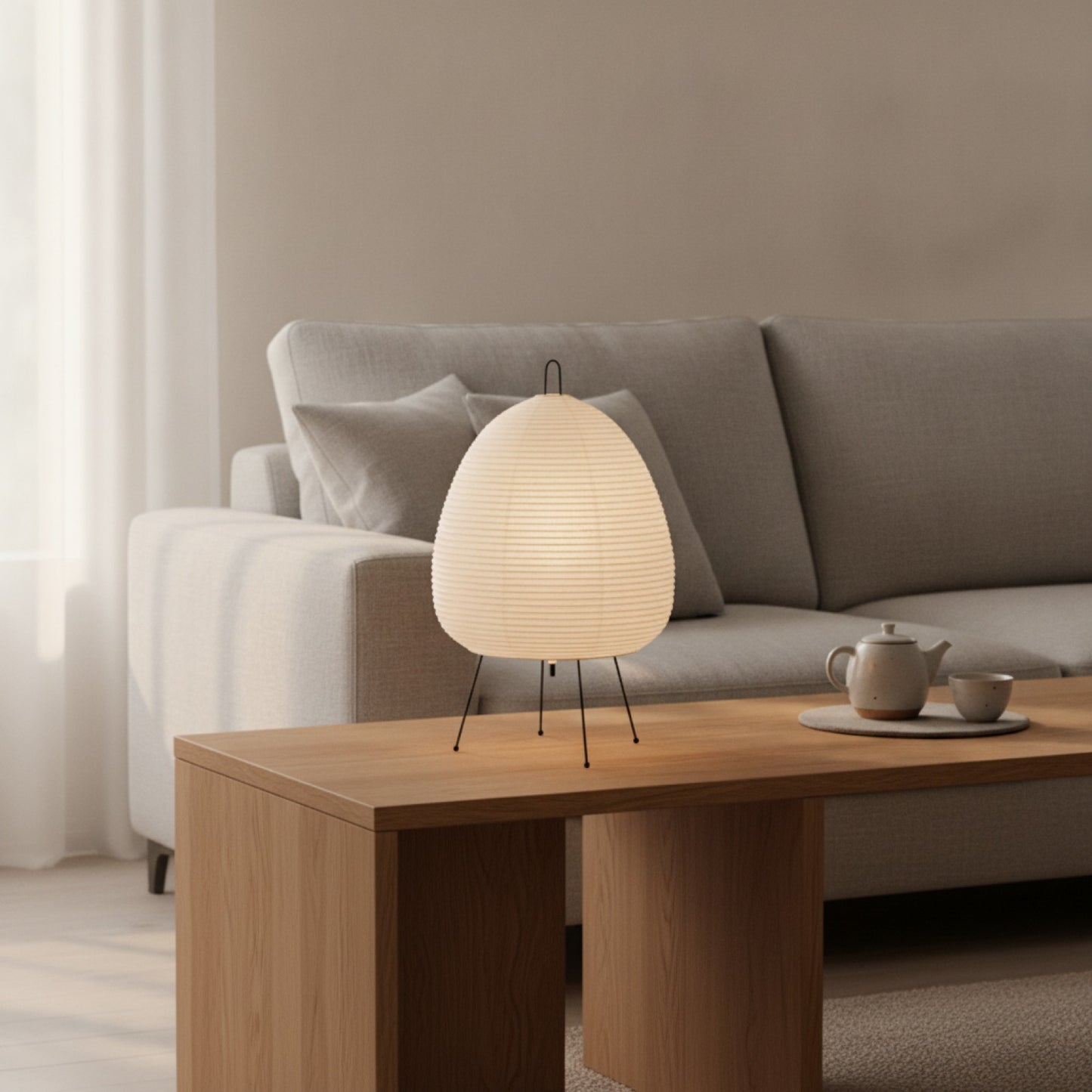 Lampe de Table Design Japonais Akari en Papier de Riz - Décoration Salon & Chambre