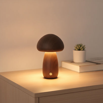 Lampe Champignon Bois Tactile & Rechargeable