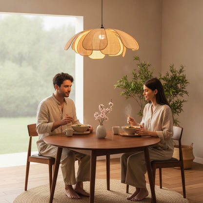 Lustre en Rotin Tissé à la Main - Style Japonais & Asiatique pour Salle à Manger et Chambre