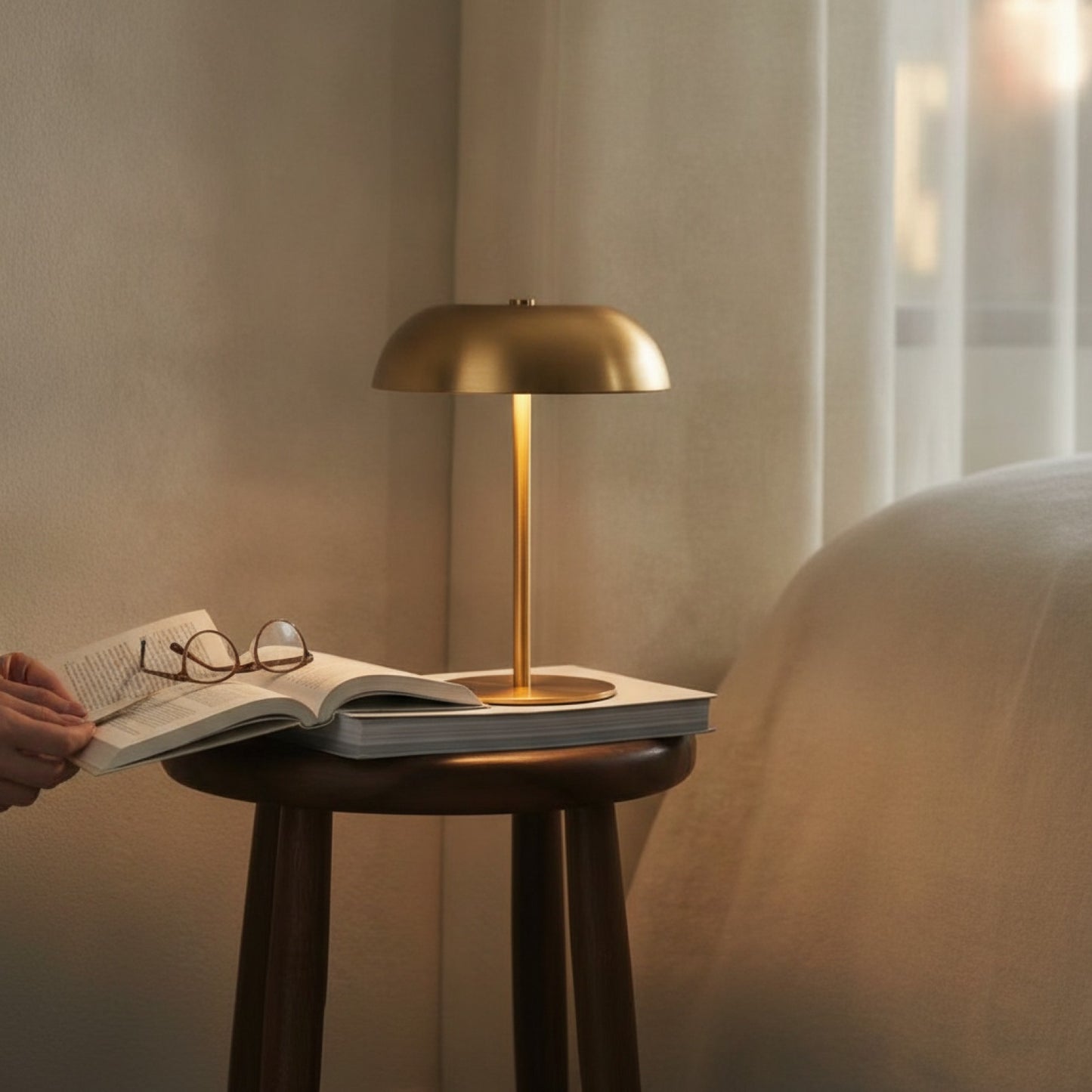 Lampe de Chevet Champignon LED Rechargeable - 3 Couleurs Tactiles Intensité Variable