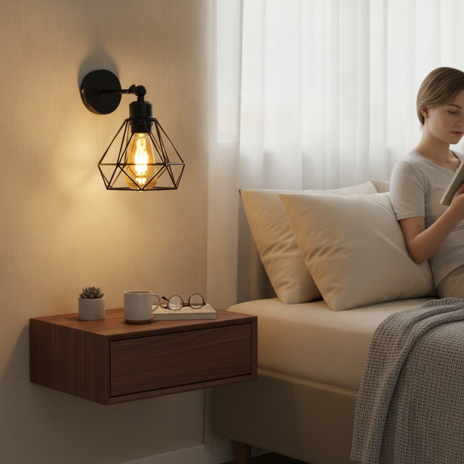 Applique Murale Noire Moderne à Bras Oscillant - Lampe de Chevet E27 pour Salon et Chambre