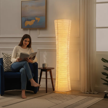 Lampadaire d'angle LED cylindrique en papier tricolore, lumière réglable pour chambre et salon