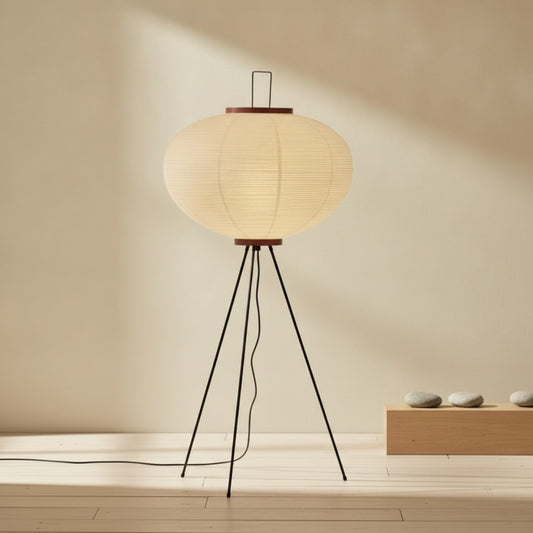 Lampadaire Japonais Noguchi Akari en Papier de Riz - Style Wabi Sabi Vintage pour Salon et Chambre