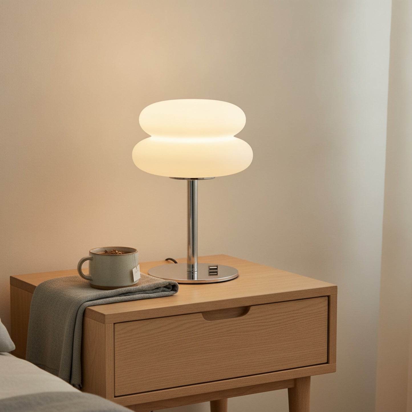 Lampe de Chevet Crémeuse USB Gradation Tricolore