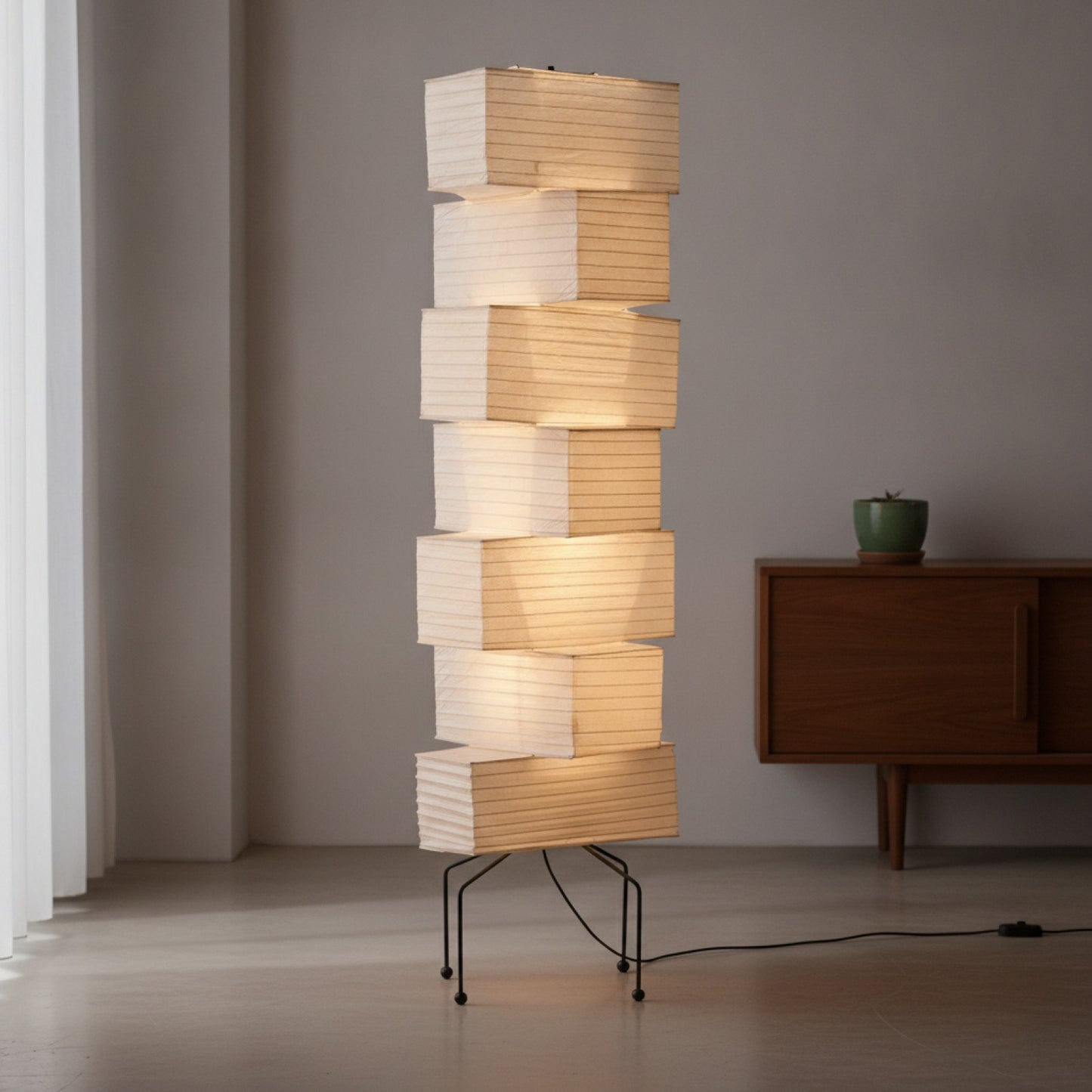 Lampe sur pied Akari Noguchi Yong - Design Japonais en Papier de Riz et LED