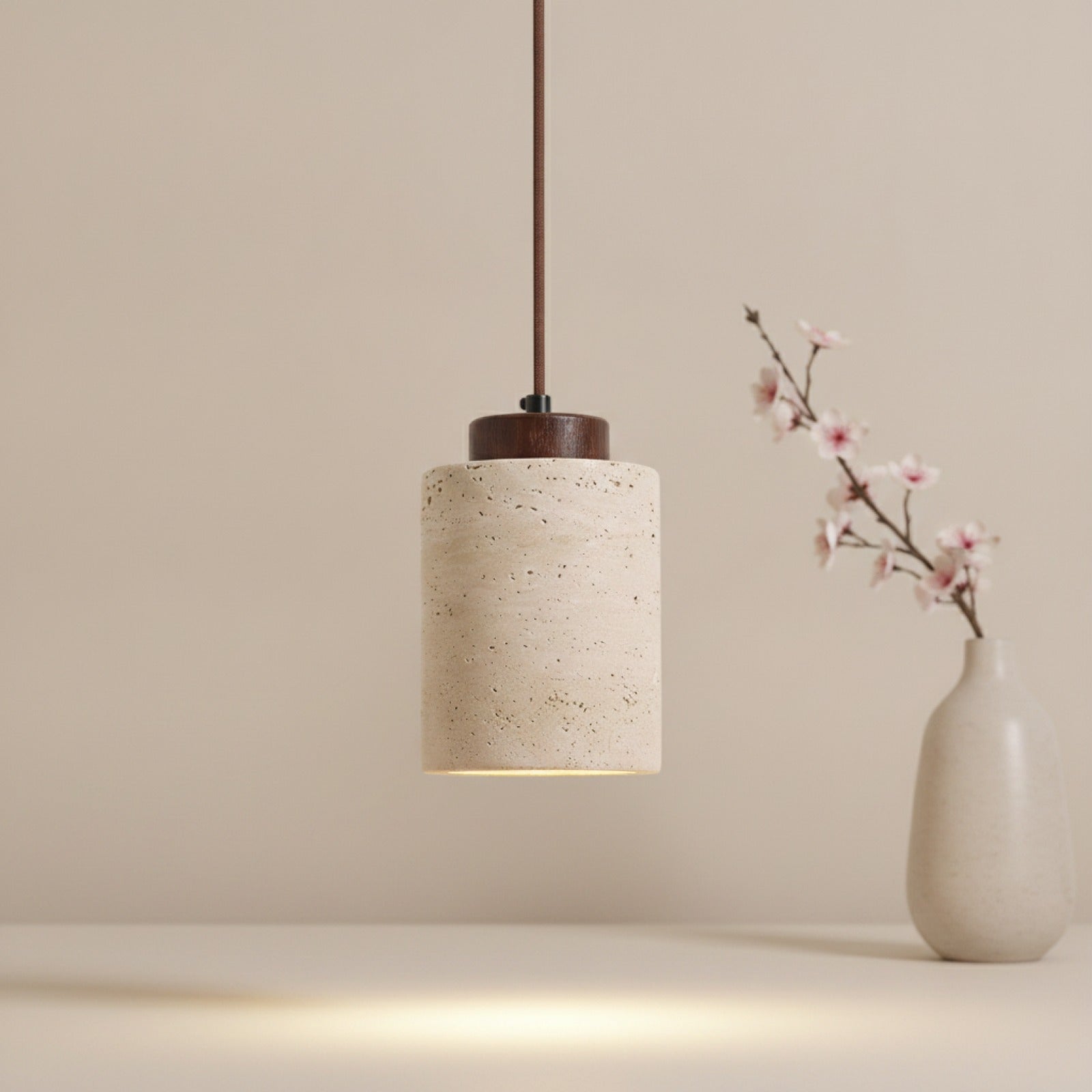 Lustre Suspendu Travertin Style Japonais - Lampe LED Design pour Cuisine & Salon