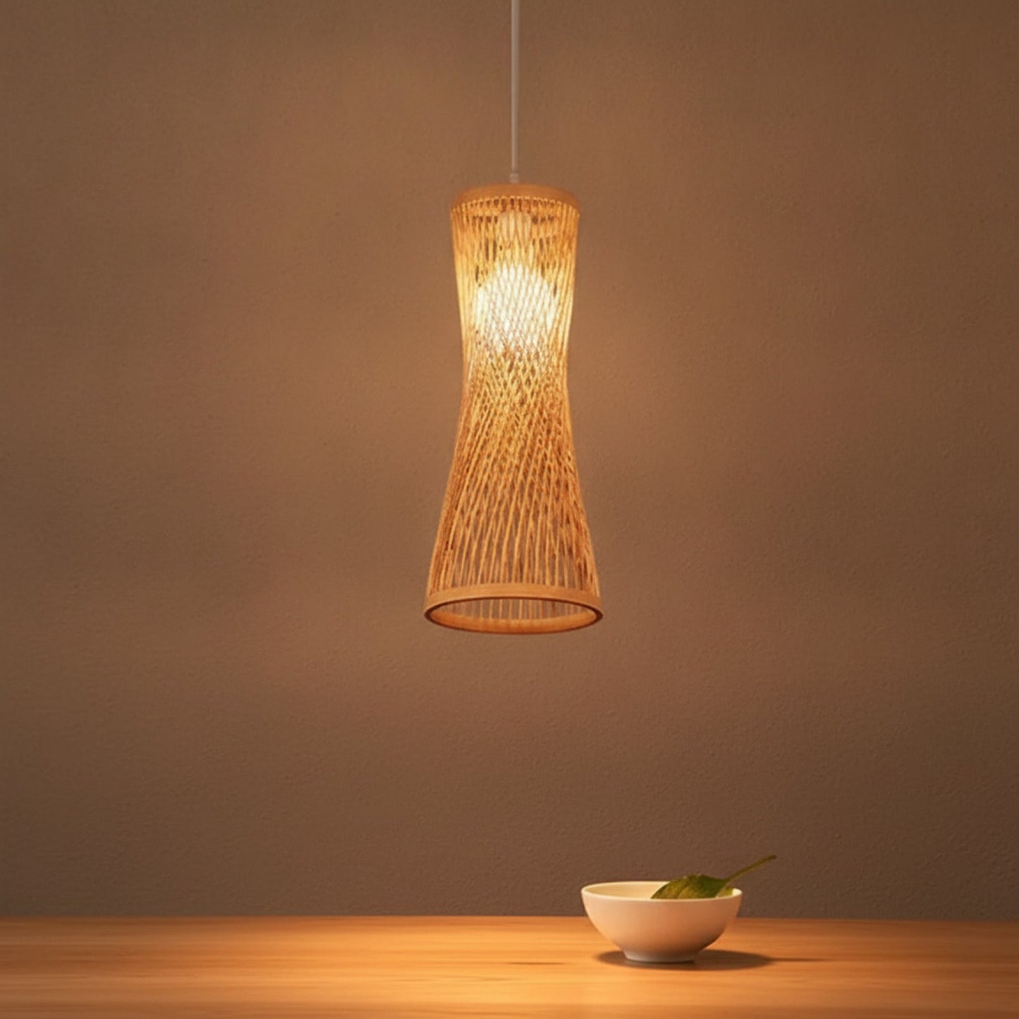 Lustre Suspension Rotin Tissé Style Japonais & Chinois - Éclairage Design pour Maison, Café, Bar, Restaurant