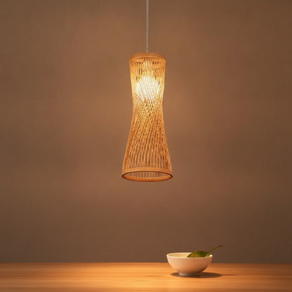 Lustre Suspension Rotin Tissé Style Japonais & Chinois - Éclairage Design pour Maison, Café, Bar, Restaurant