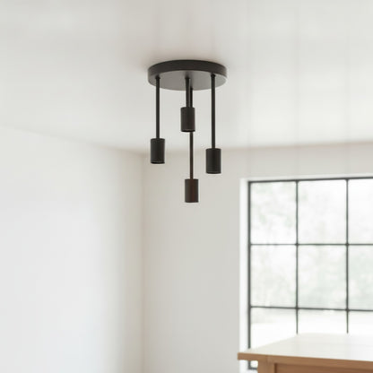 Plafonnier Noir Moderne 4 Ampoules E27