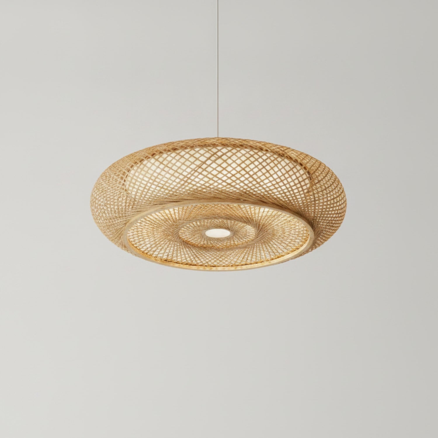 Plafonnier Suspendu Vintage en Rotin et Bambou Tissé Main