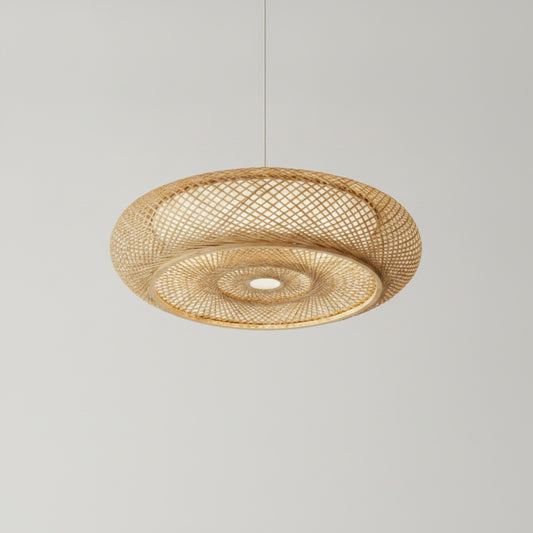 Plafonnier Suspendu Vintage en Rotin et Bambou Tissé Main