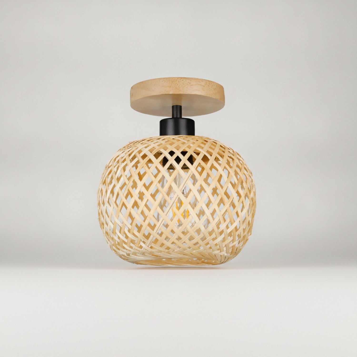 Plafonnier LED Rétro en Bambou Tissé pour Couloir, Allée et Salon - Luminaire Décoratif E27
